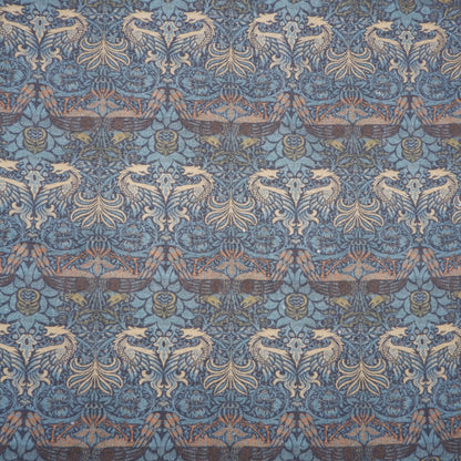 Printed linen fabric - Dragon Blue LL344P