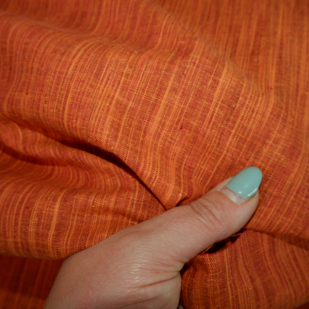 Tiny stripes - brick red - linen fabric - T142