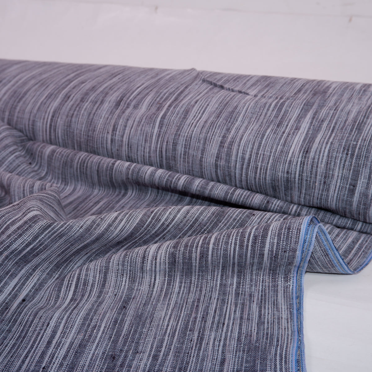 Tiny stripes - black linen fabric - T139