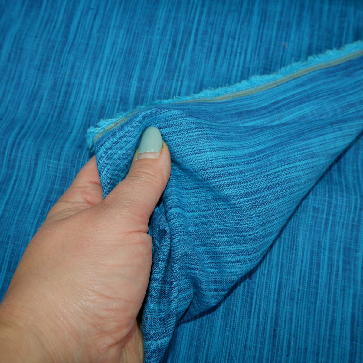 Tiny stripes - blue linen fabric - T146