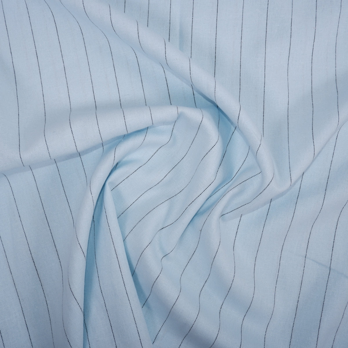 Blue and black stripes - linen fabric - T145