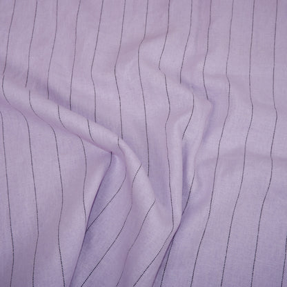 Purple and black stripes - linen fabric - T151