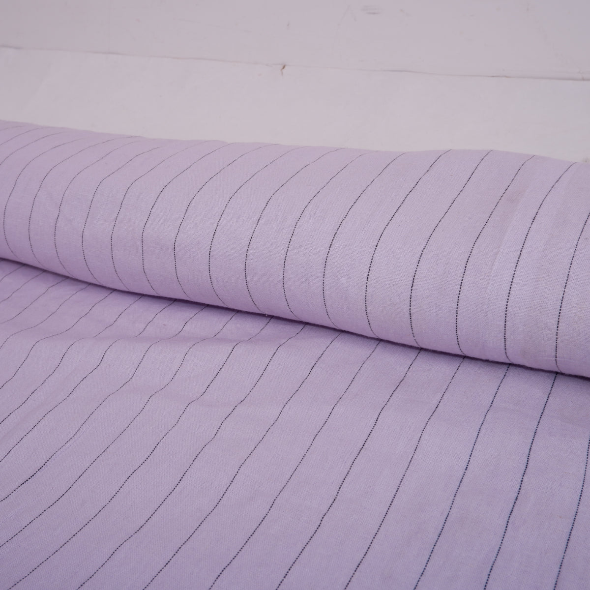 Purple and black stripes - linen fabric - T151