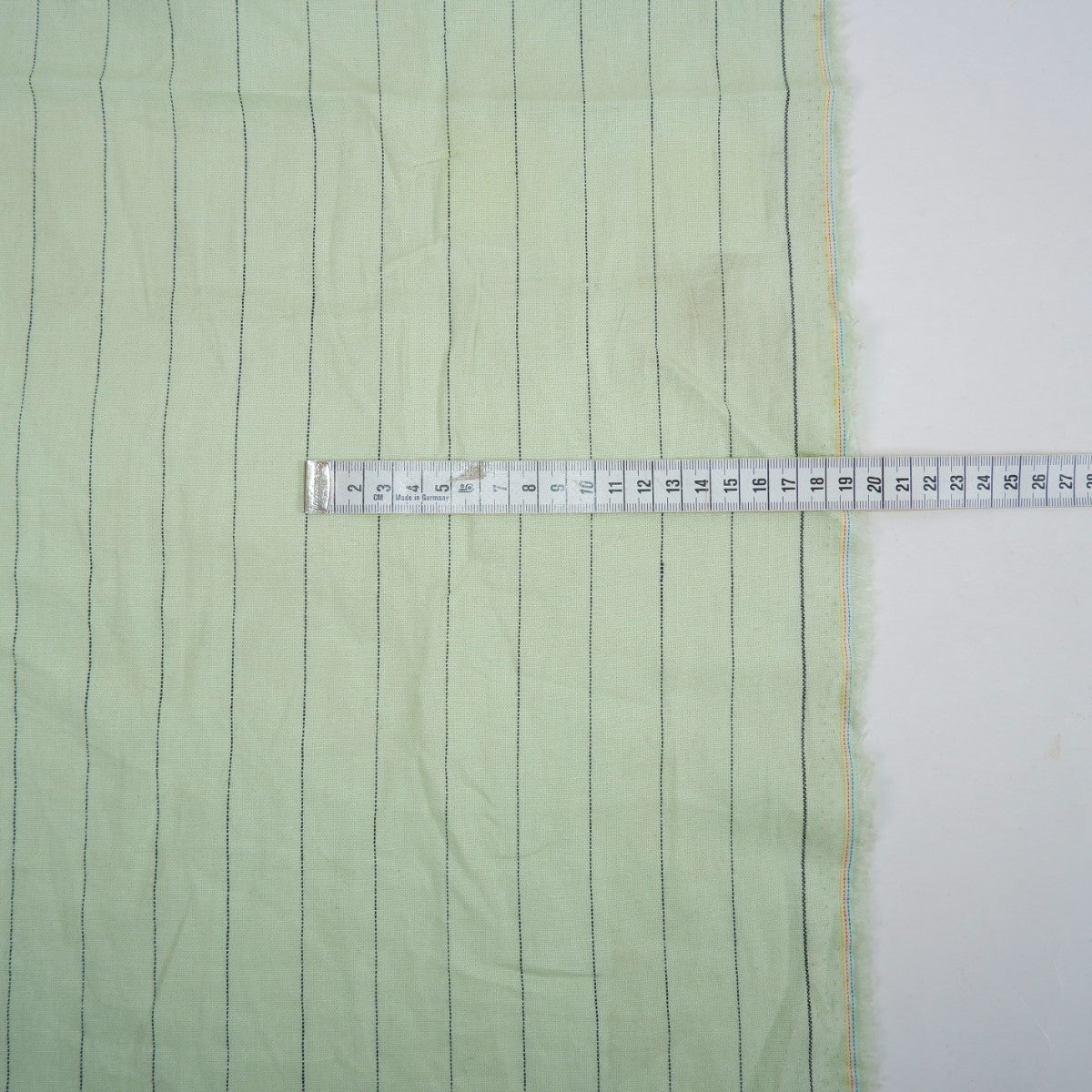 Light green and black stripes - linen fabric - T156