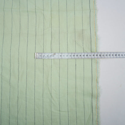 Light green and black stripes - linen fabric - T156
