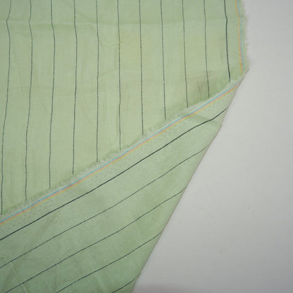 Light green and black stripes - linen fabric - T156