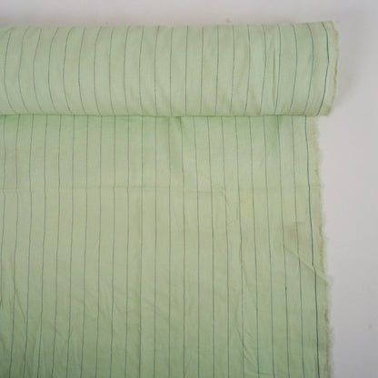 Light green and black stripes - linen fabric - T156