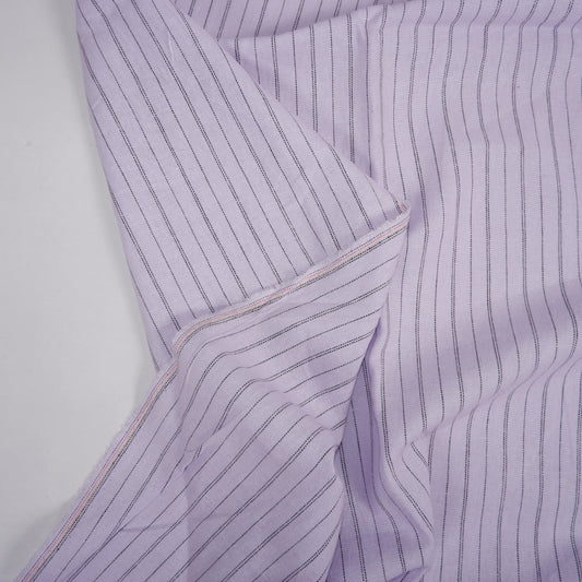 Black stripes on purple linen - linen fabric - T150