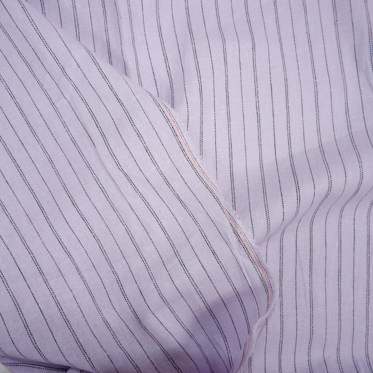 Black stripes on purple linen - linen fabric - T150