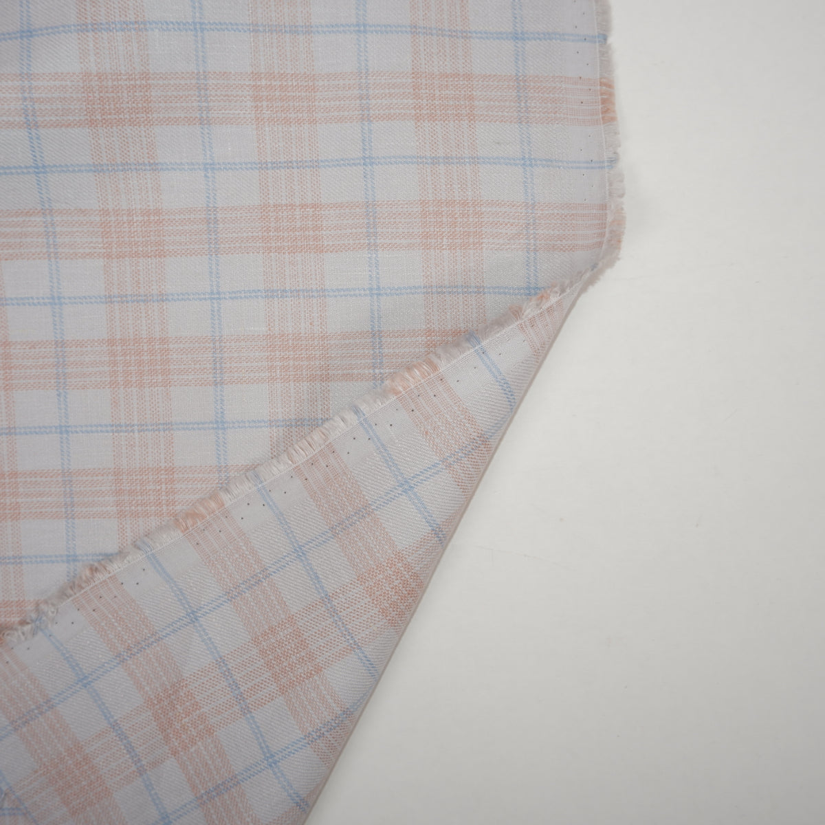 Twill linen fabric - checks on grey linen  - T119