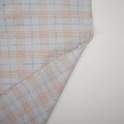 Twill linen fabric - checks on grey linen  - T119