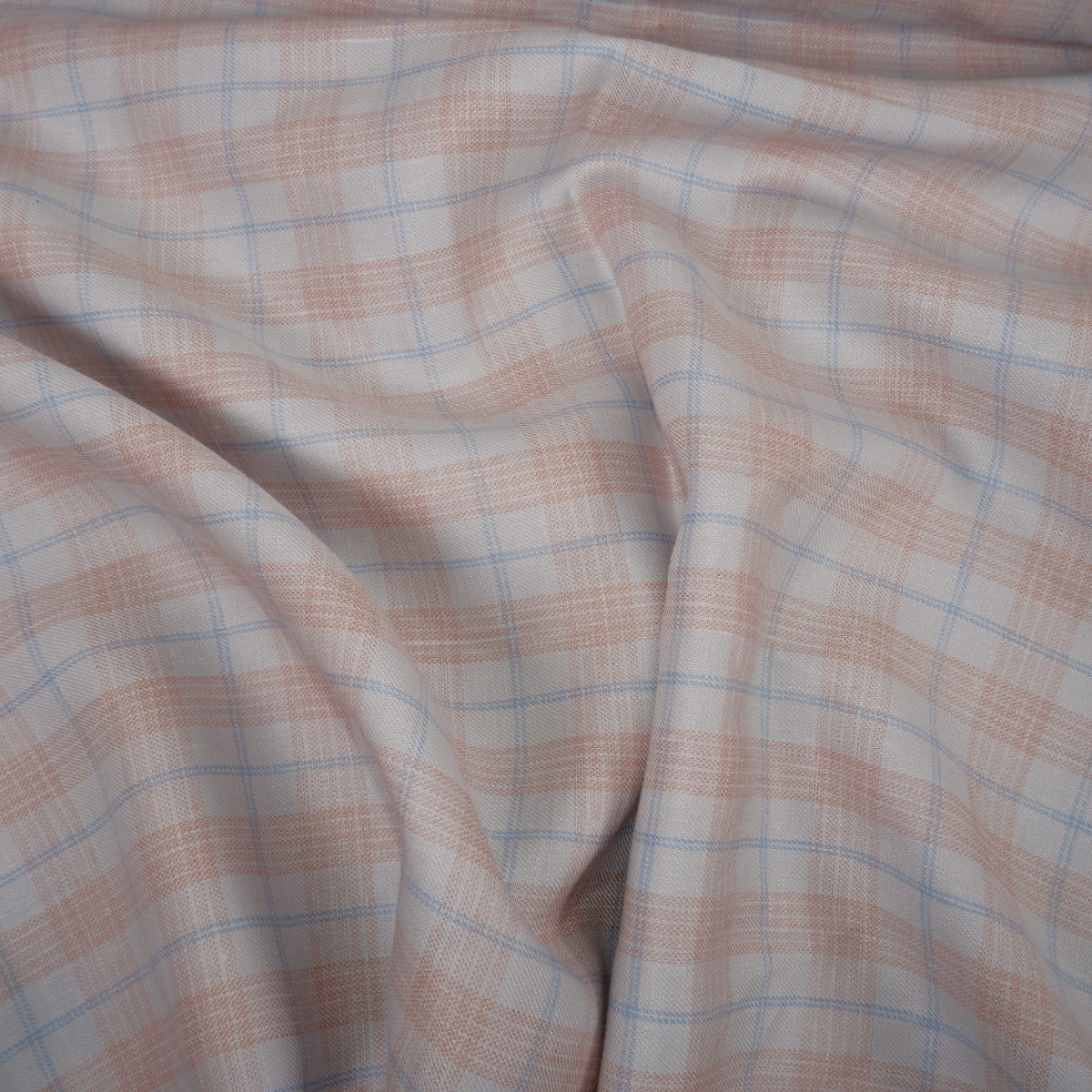 Twill linen fabric - checks on grey linen  - T119