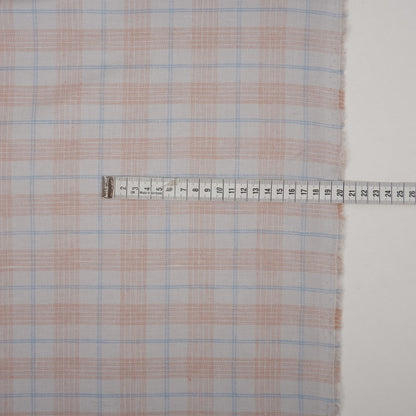 Twill linen fabric - checks on grey linen  - T119