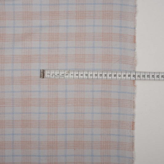 Twill linen fabric - checks on grey linen  - T119