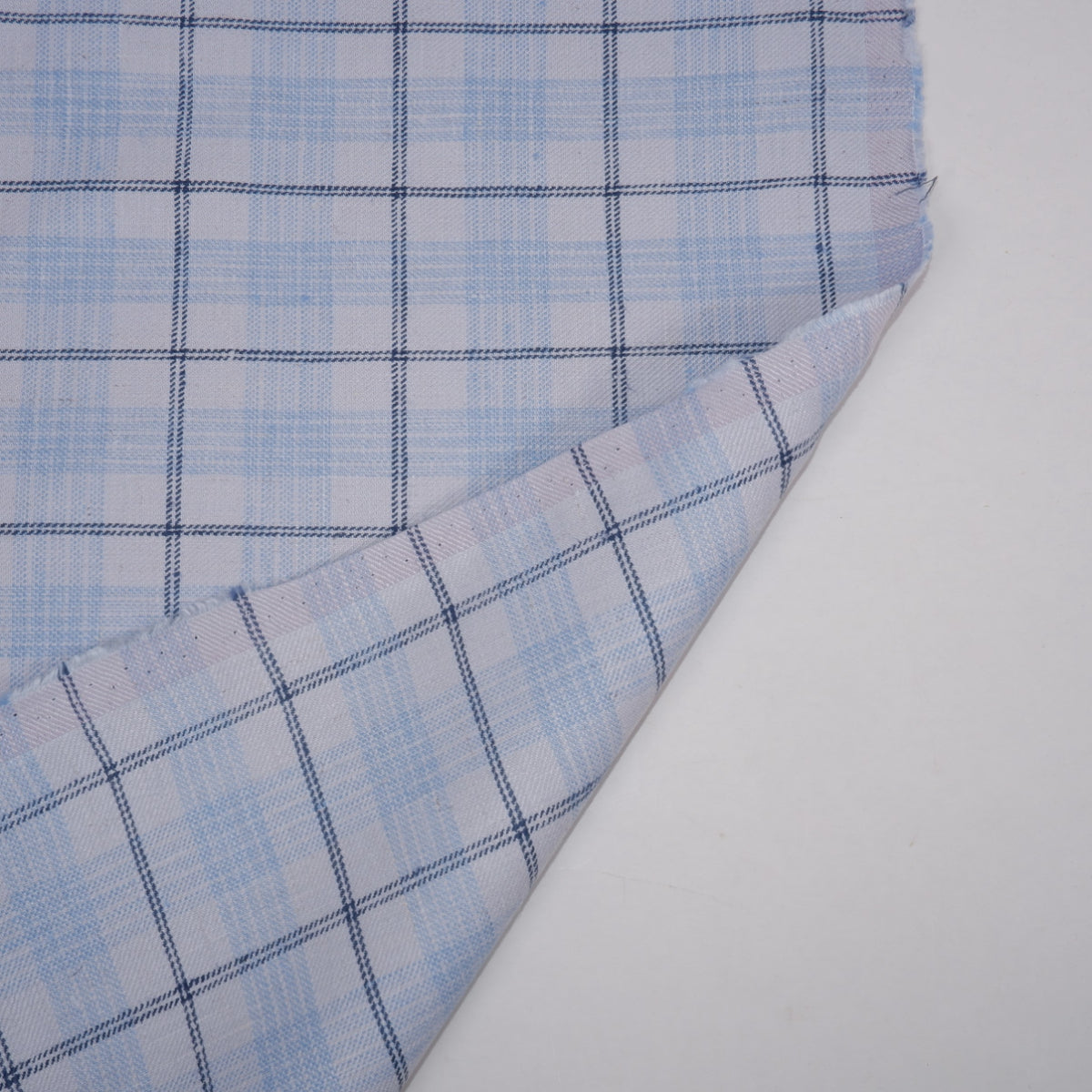 Twill linen fabric - checks on blue linen - T118