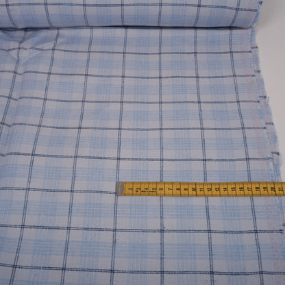 Twill linen fabric - checks on blue linen - T118