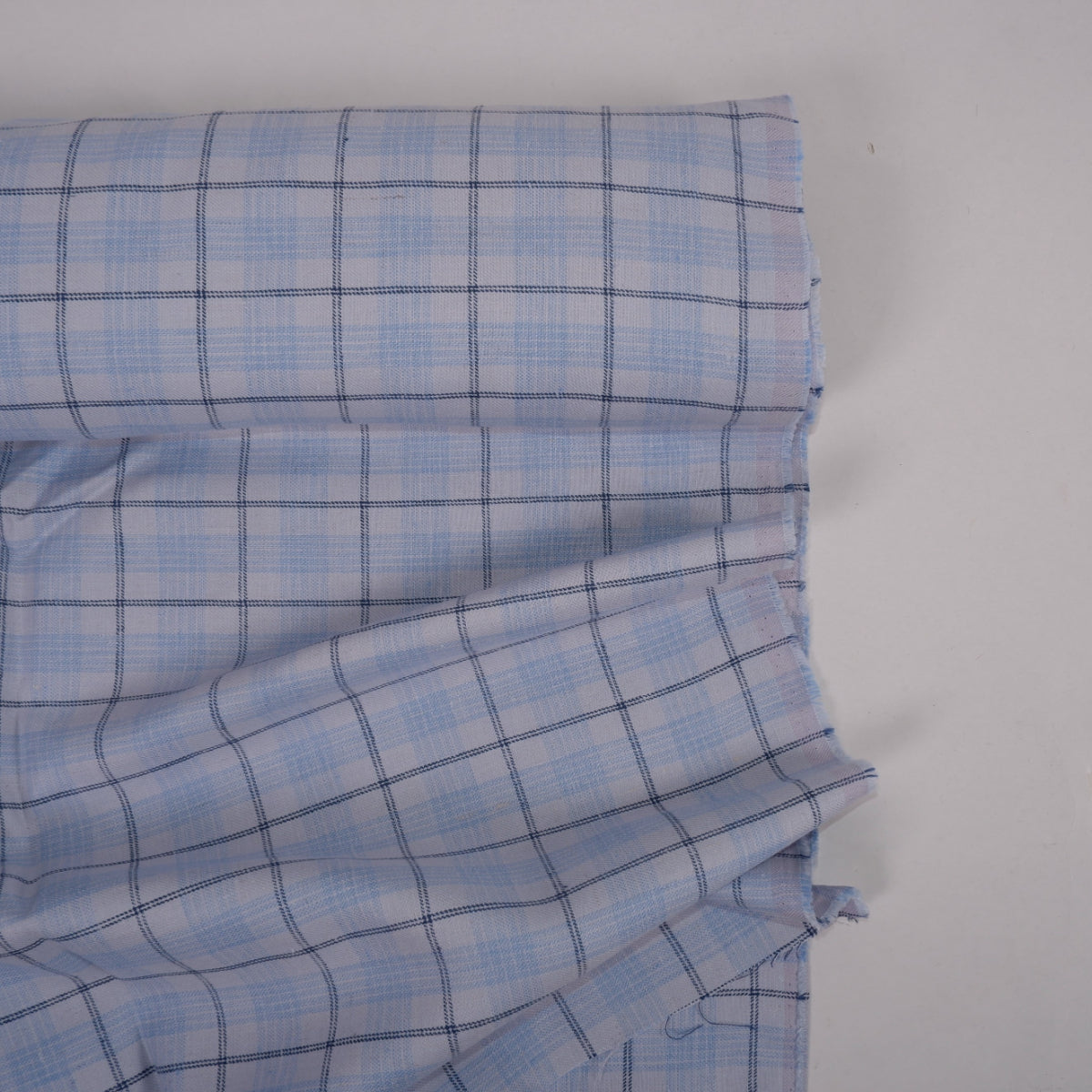 Twill linen fabric - checks on blue linen - T118