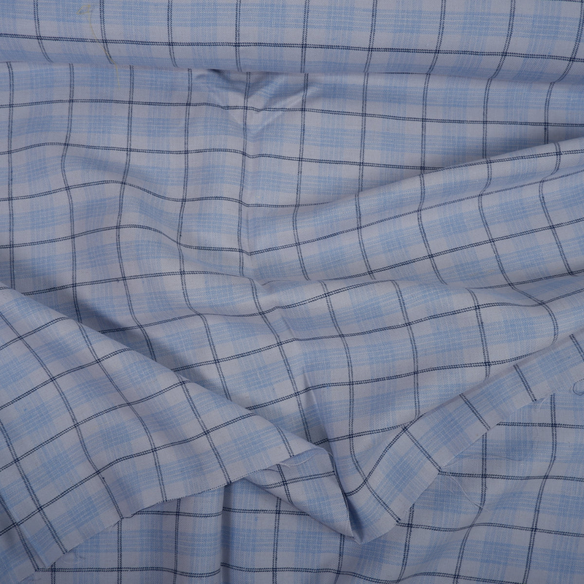 Twill linen fabric - checks on blue linen - T118