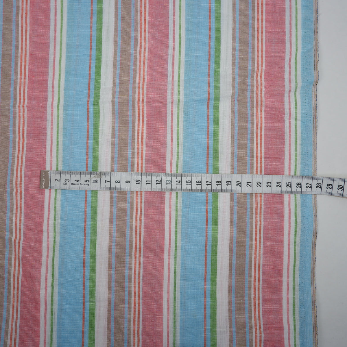 Multistripes - pink and blue linen fabric - T140