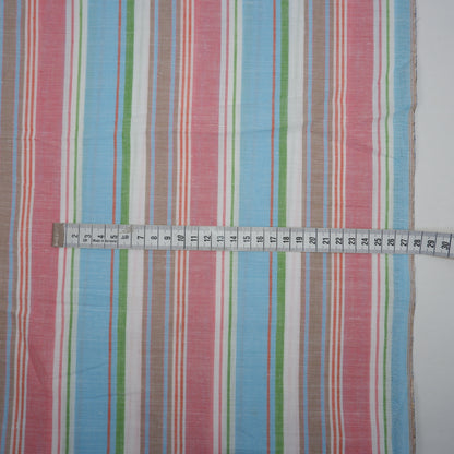 Multistripes - pink and blue linen fabric - T140