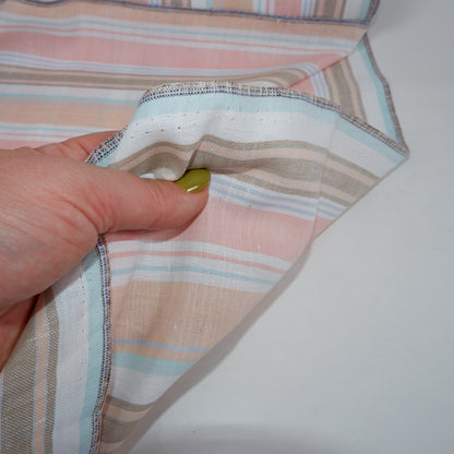 Multistripes - coral and orange linen fabric - T133