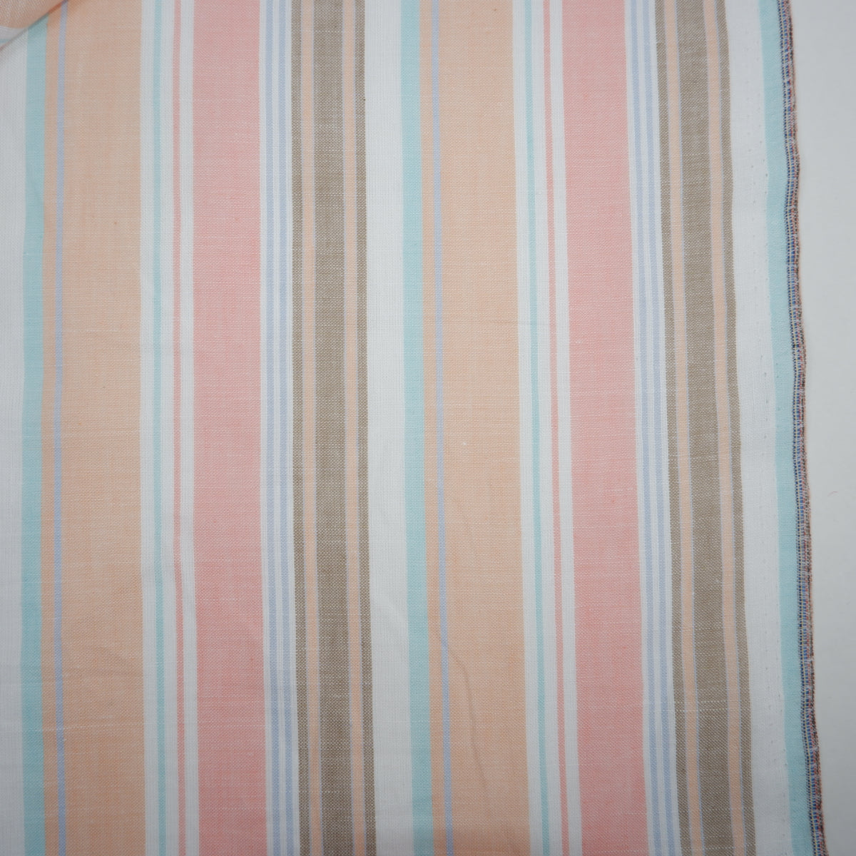 Multistripes - coral and orange linen fabric - T133