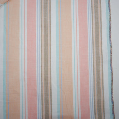 Multistripes - coral and orange linen fabric - T133