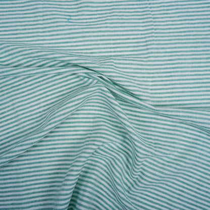 192 cm WIDE - Green and white stripes - linen fabric - T162