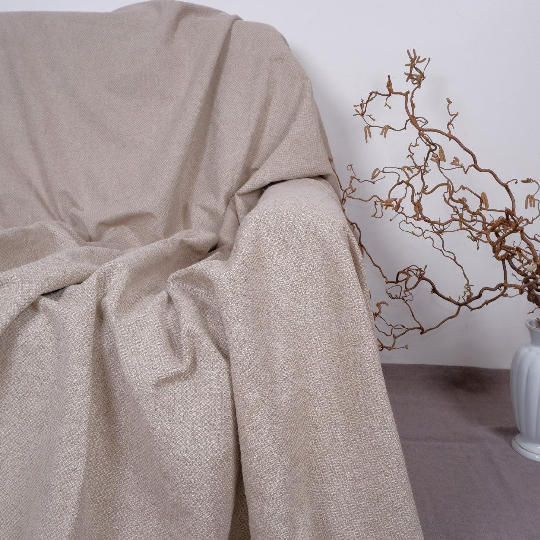 Natural linen blanket - Rice