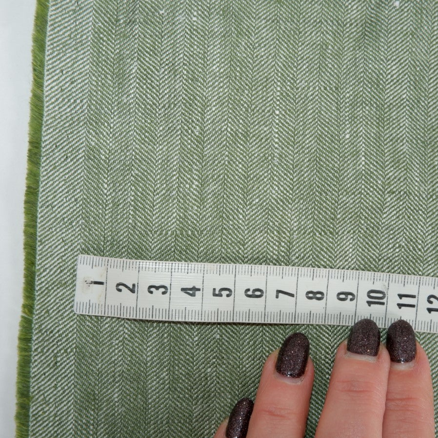 Linen fabric - Herringbone green - T115