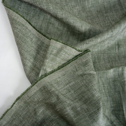 Linen fabric - Herringbone Dark green - T116
