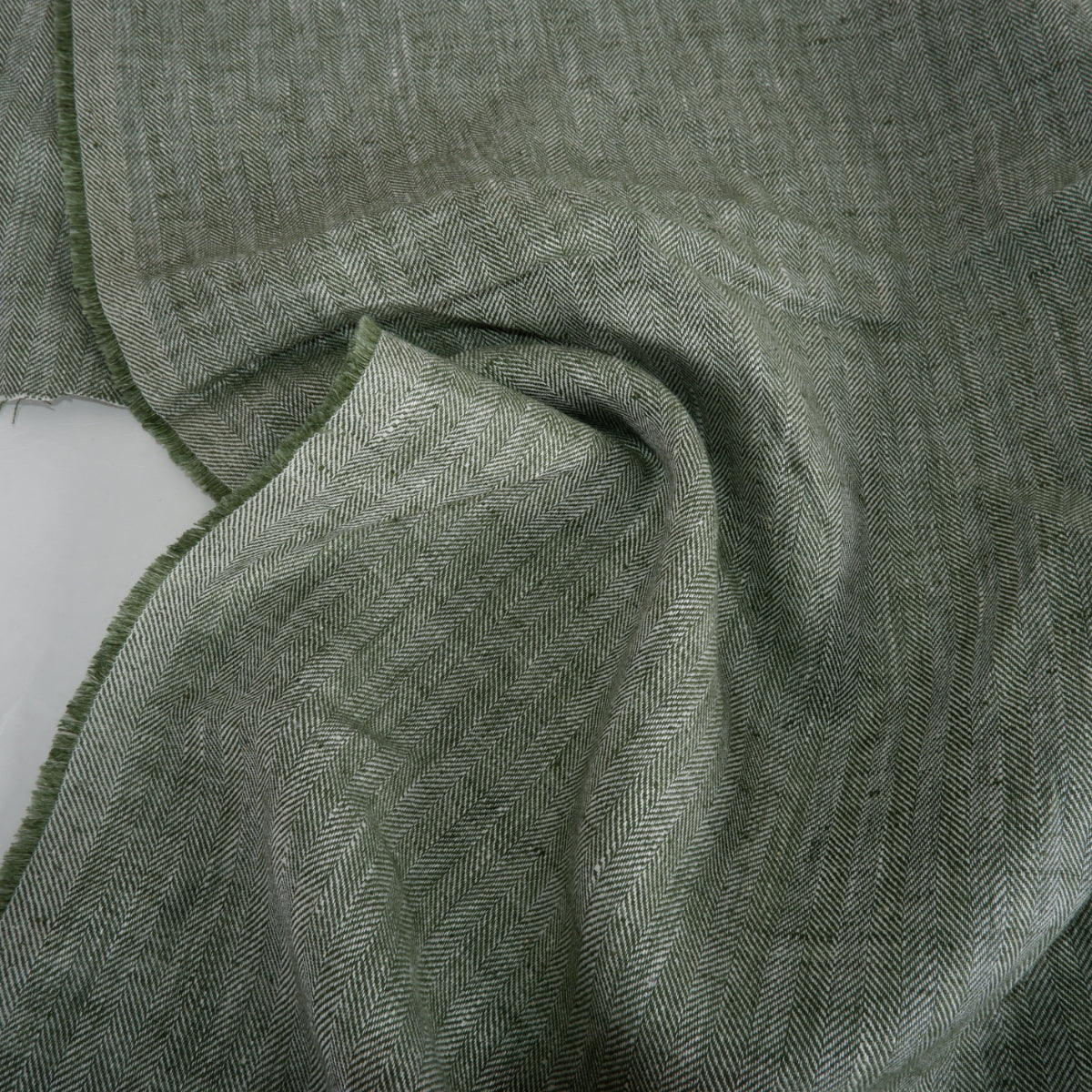 Linen fabric - Herringbone Dark green - T116