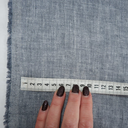 Linen fabric - Herringbone Blue - T113