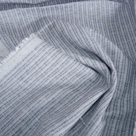 Linen fabric - greyish blue fishbone - T106