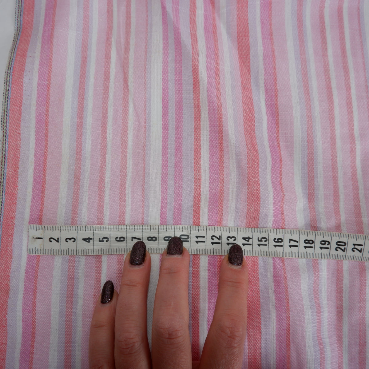 Multistripes - pink stripes - linen fabric - T134