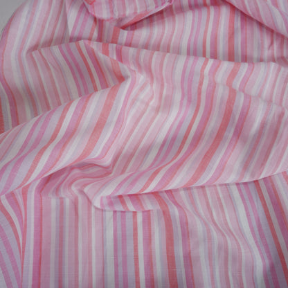 Multistripes - pink stripes - linen fabric - T134