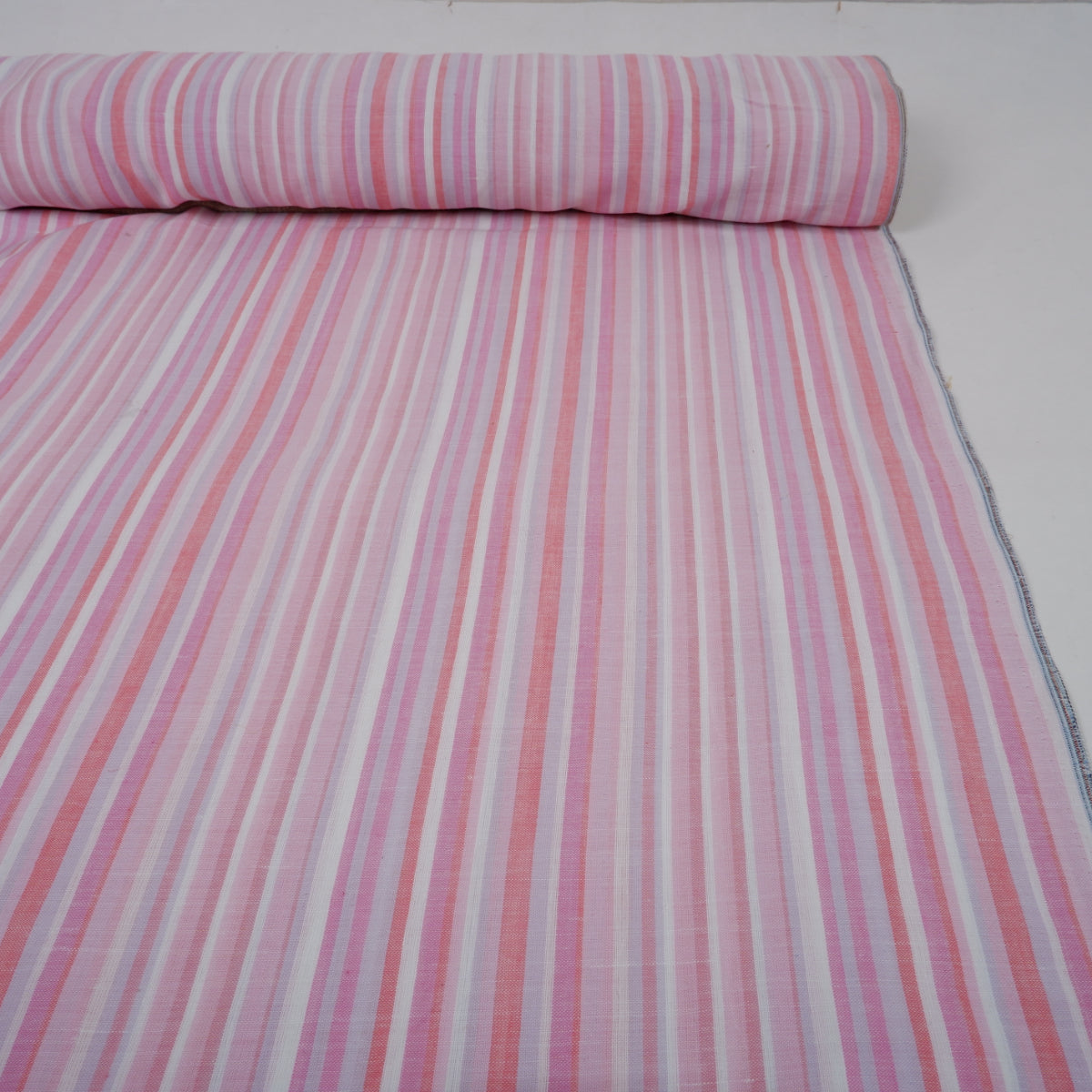 Multistripes - pink stripes - linen fabric - T134