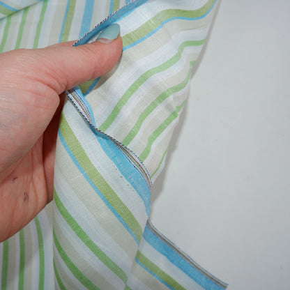 Multistripes - green and blue stripes - linen fabric - T157
