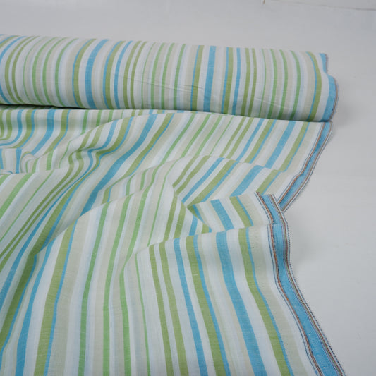 Multistripes - green and blue stripes - linen fabric - T157