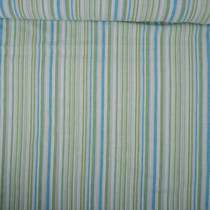 Multistripes - green and blue stripes - linen fabric - T157