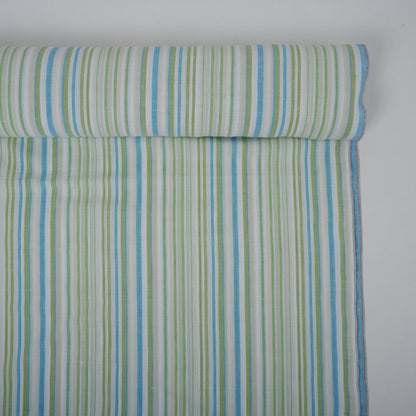 Multistripes - green and blue stripes - linen fabric - T157