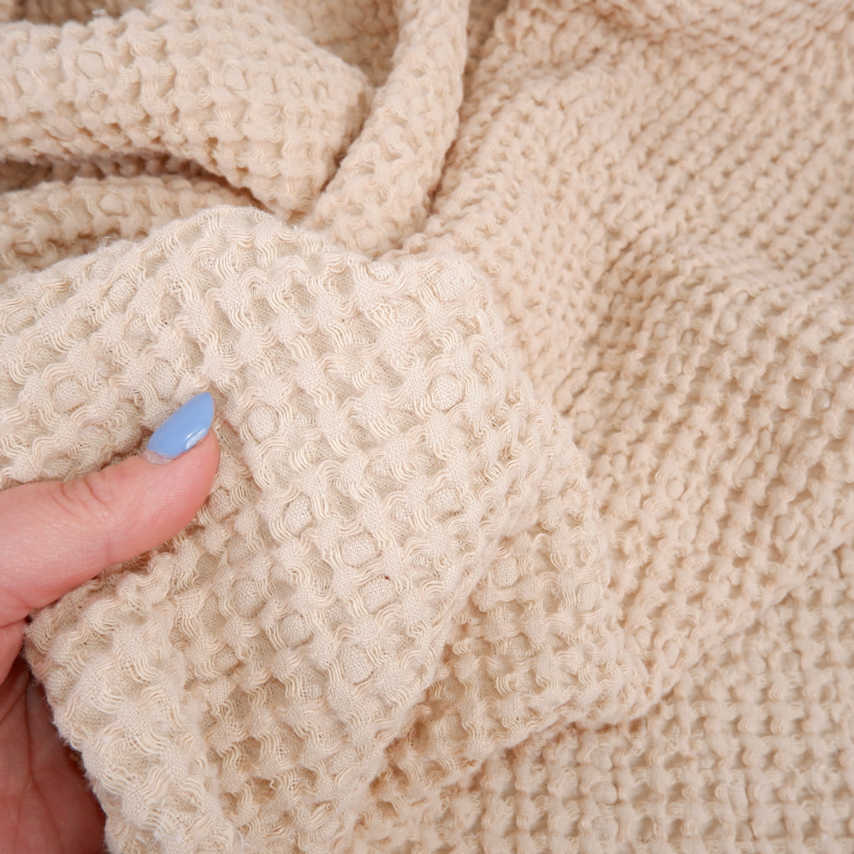 Beige Waffle Linen Bath Towel