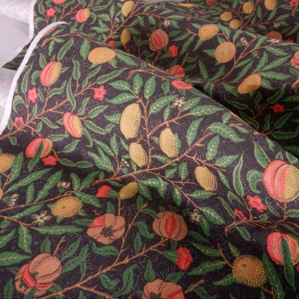 Black citrus print - Printed linen fabric - LL356P