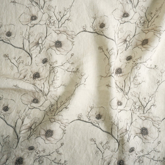 Poppy flower - Printed linen fabric - LL359P