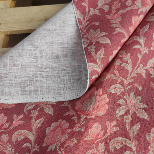Red Roses Printed linen fabric - LL364P