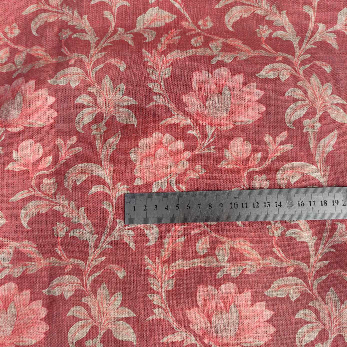Red Roses Printed linen fabric - LL364P
