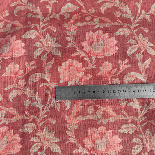 Red Roses Printed linen fabric - LL364P