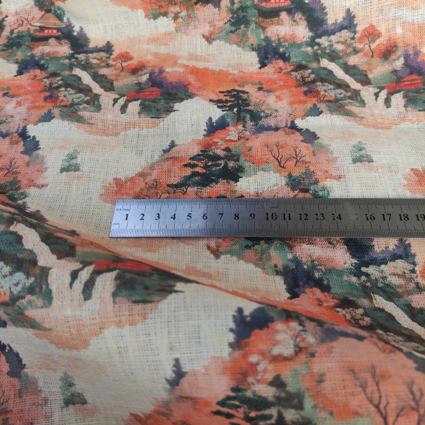 Oriental Autumn Printed linen fabric - LL365P
