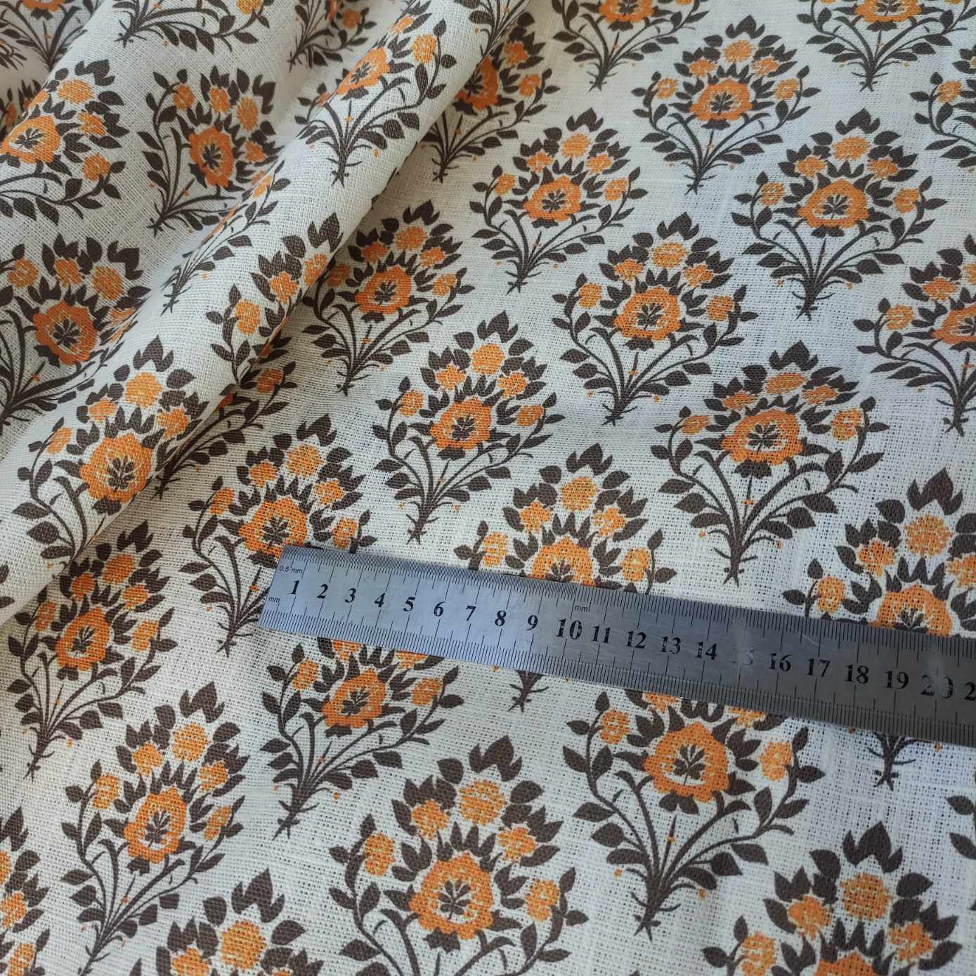 Tree of life Indian Blockprint Printed linen fabric - LL366P