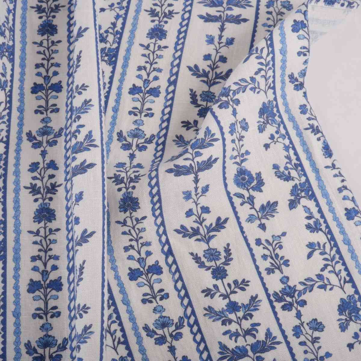 Lourmarin floral stripes - Printed linen fabric - LL369P